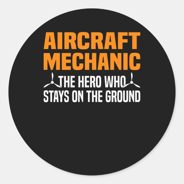 Sticker Rond Ingénieur mécanicien d'avion (Devant)