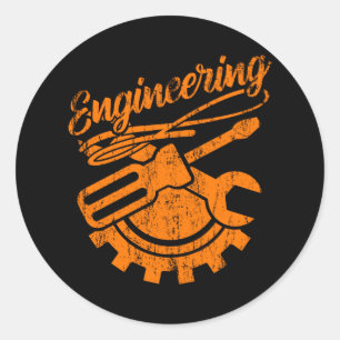 Sticker Rond Ingénieur mécanique Outils d'ingénierie amusant