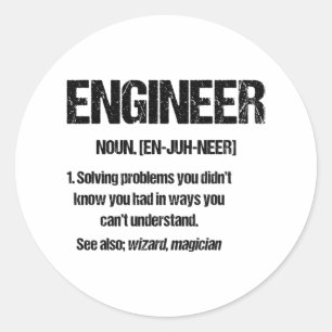 Sticker Rond INGÉNIEUR NOUN Citations D'Ingénierie Funny