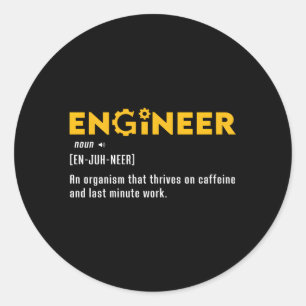 Sticker Rond Ingénieur Noun Définition Ingénieur Civi