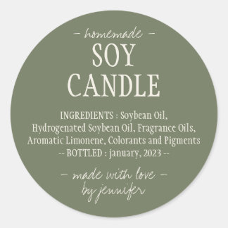 Sticker Rond Ingrédients de bougie de soja
