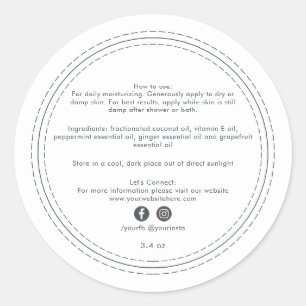 Sticker Rond Ingrédients de produits de beauté biologiques pour