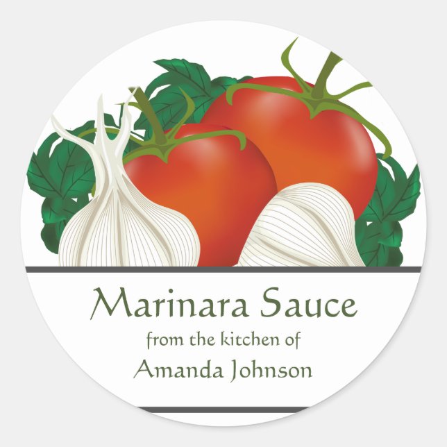 Sticker Rond Ingrédients de sauce marinara (Devant)