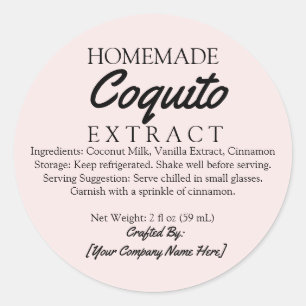 Sticker Rond Ingrédients d'extraction Coquito faits maison rose