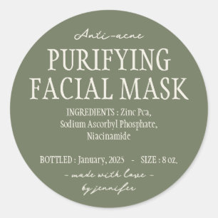 Sticker Rond Ingrédients du masque facial purifiant anti-acné G