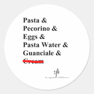 Sticker Rond Ingrédients Pasta Carbonara
