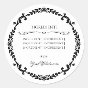 Sticker Rond Ingrédients Savon de luxe fait main beauté étiquet