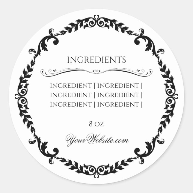 Sticker Rond Ingrédients Savon de luxe fait main beauté étiquet (Devant)