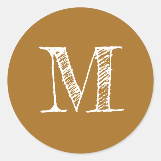 Sticker Rond Initial Monogramme Doré Moutarde (Devant)