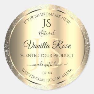 Sticker Rond Initiales à Parties scintillant douce Shimmery Gol