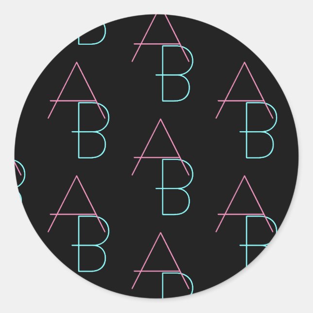 Sticker Rond Initiales carrelées modernes éditable de deux mani (Devant)