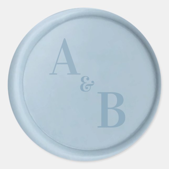 Sticker Rond Initiales collants de mariage bleu cire poussiéreu (Devant)