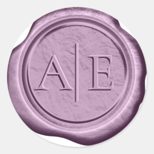Sticker Rond Initiales d'accent Mariage de sceau de cire Lilac 