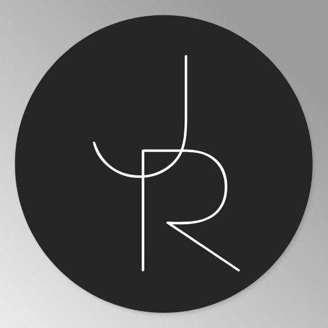 Sticker Rond Initiales de chevauchement modernes 2 | Blanc sur  (Créateur téléchargé)