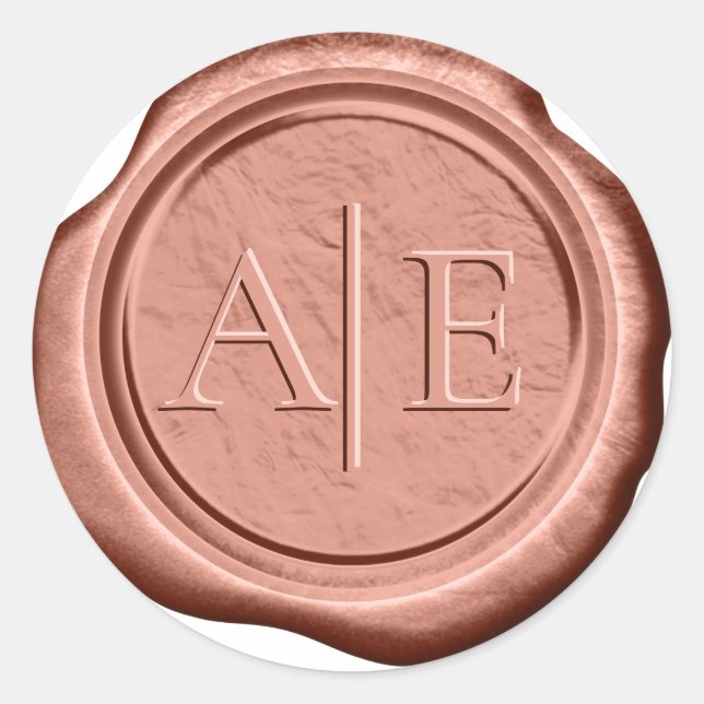 Sticker Rond Initiales de Mariage de cire Faux Dk Terra Cotta I (Devant)