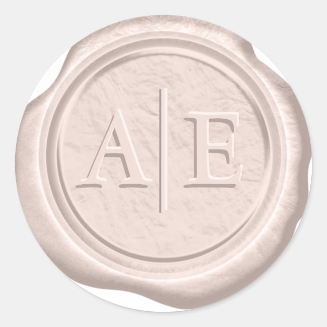 Sticker Rond Initiales de Mariage de sceau de cire Rose Gold ID (Devant)