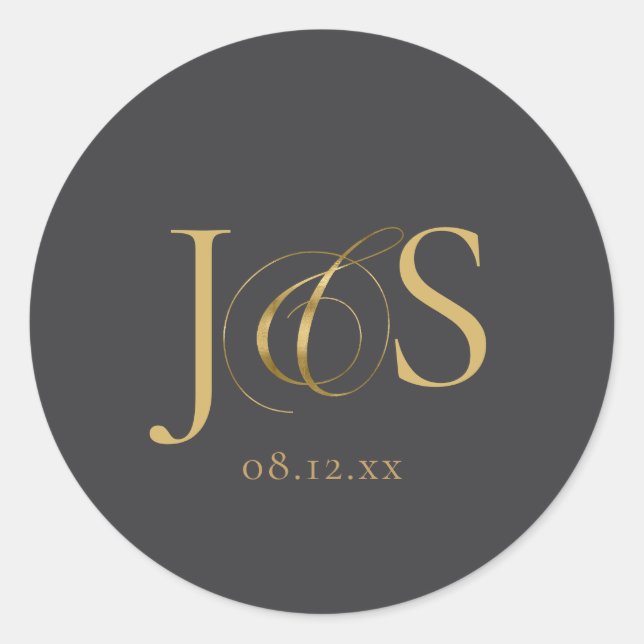 Sticker Rond Initiales de Mariage d'élégance simple ID1022 de c (Devant)