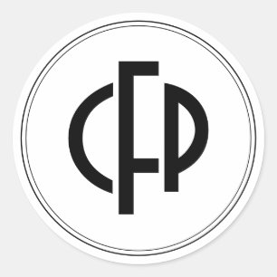 Sticker Rond Initiales de Monogramme noir simple et simple mode