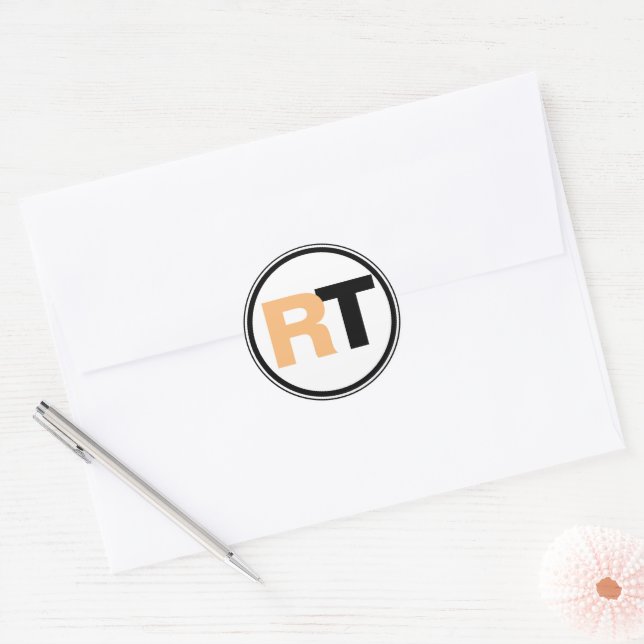 Sticker Rond Initiales Deux Tons (Enveloppe)