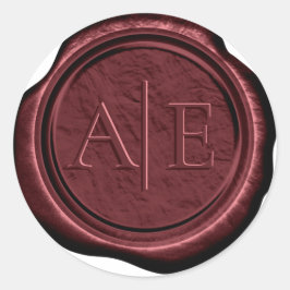 Sticker Rond Initiales du Mariage de cire Faux Burgundy ID881