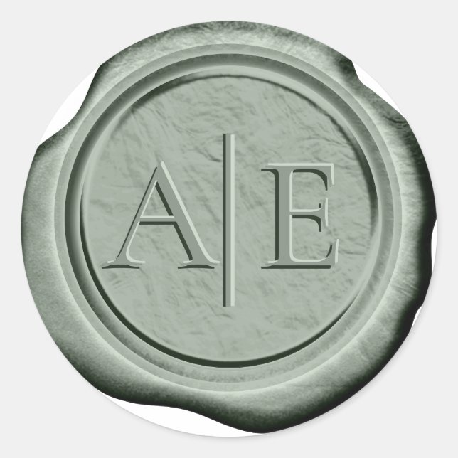 Sticker Rond Initiales du Mariage de cire Faux ID967 (Devant)