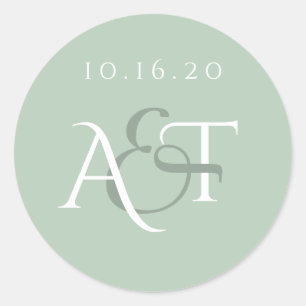 Sticker Rond Initiales du Mariage de Mariage de scellement Mono