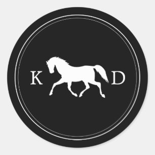 Sticker Rond Initiales élégantes Mariage à cheval Favoriser