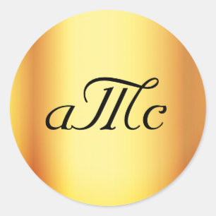 Sticker Rond initiales en or mariage monogramme luxueux