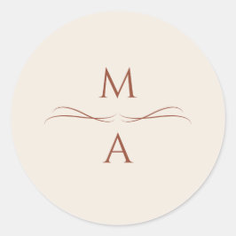 Sticker Rond Initiales en terre cuite minimaliste à la crème mo