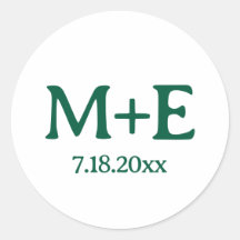 Initiales et date du mariage vert Couple
