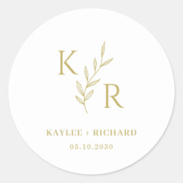 Sticker Rond Initiales feuilletés Mariage Engagement Party Favo