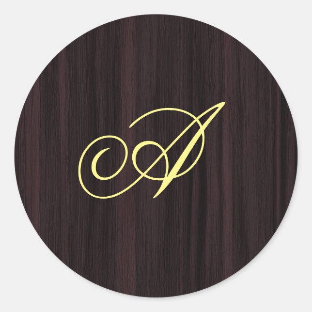 Sticker Rond Initiales manuscrites en bois Motif (Devant)