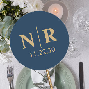 Sticker Rond Initiales mariage Monogramme Et Groom