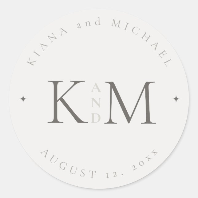 Sticker Rond Initiales Mariages neutres chic ID1020 (Devant)