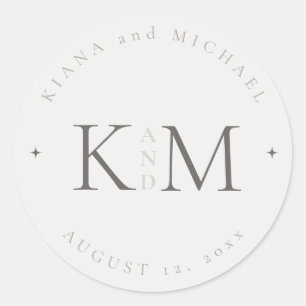 Sticker Rond Initiales Mariages neutres chic ID1020