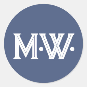 Sticker Rond Initiales minimalistes bleu marine