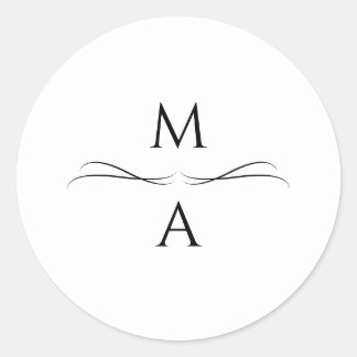 Sticker Rond Initiales minimalistes simples en noir et blanc