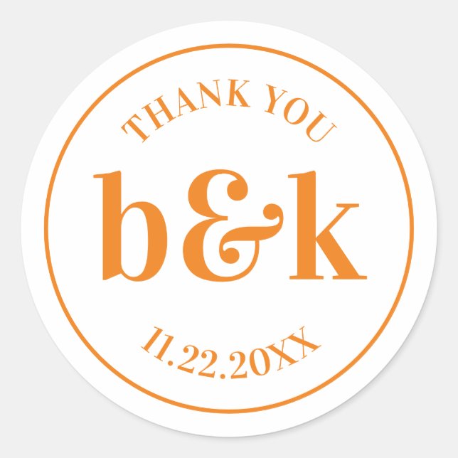 Sticker Rond Initiales minimaux Monogrammes modernes Cl Mariage (Devant)