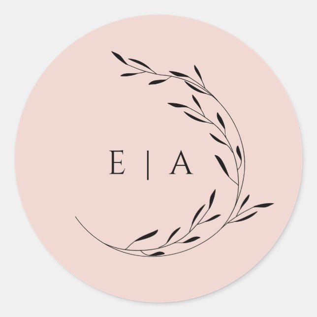 Sticker Rond Initiales minuscules rose poussiéreux Grandes cour (Devant)