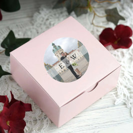 Sticker Rond Initiales simples de deux monogrammes Mariage phot