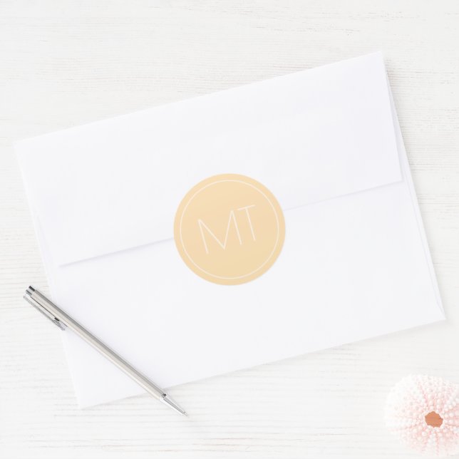 Sticker Rond Initiales tonales Champagne moderne Mariage (Enveloppe)