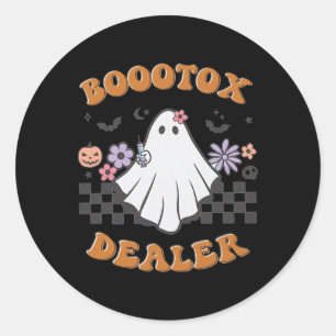 Sticker Rond Injecteur Infirmière Halloween Retro Botox Dealer 