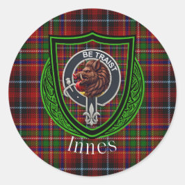 Sticker Rond Innes Scottish Clan Tartan & Crest