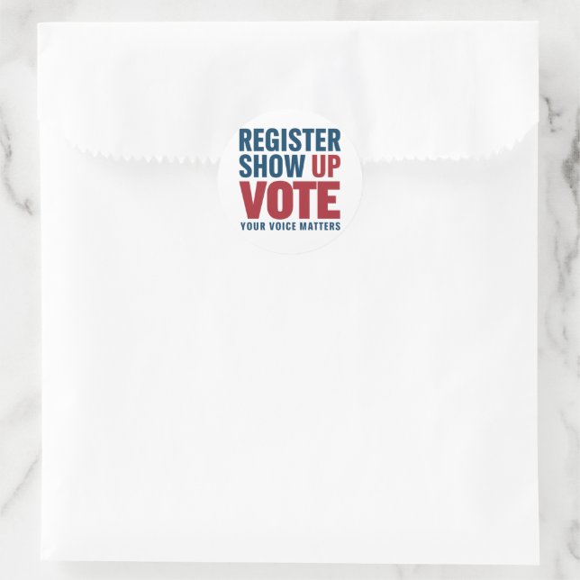 Sticker Rond Inscrivez-vous Montrer Voter Votre Voix Compte Éle (Sac)