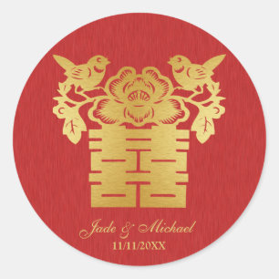 Sticker Rond Inséparables chinois double Mariage du bonheur