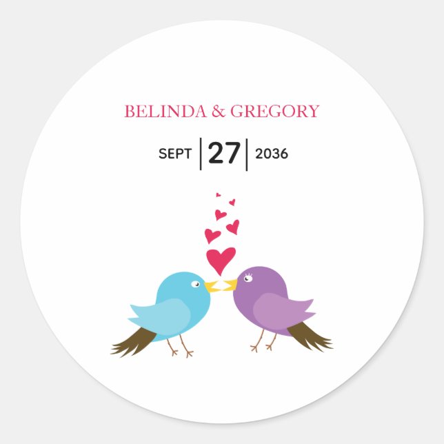 Sticker Rond Inséparables et Mariages de coeur (Devant)