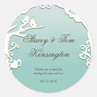Sticker Rond Inséparables Forever sur Pastel Ocean Blue