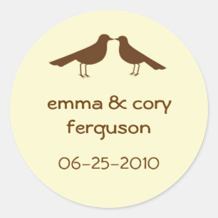 Sticker Rond Inséparables jaune mariage préférence nom étiquett