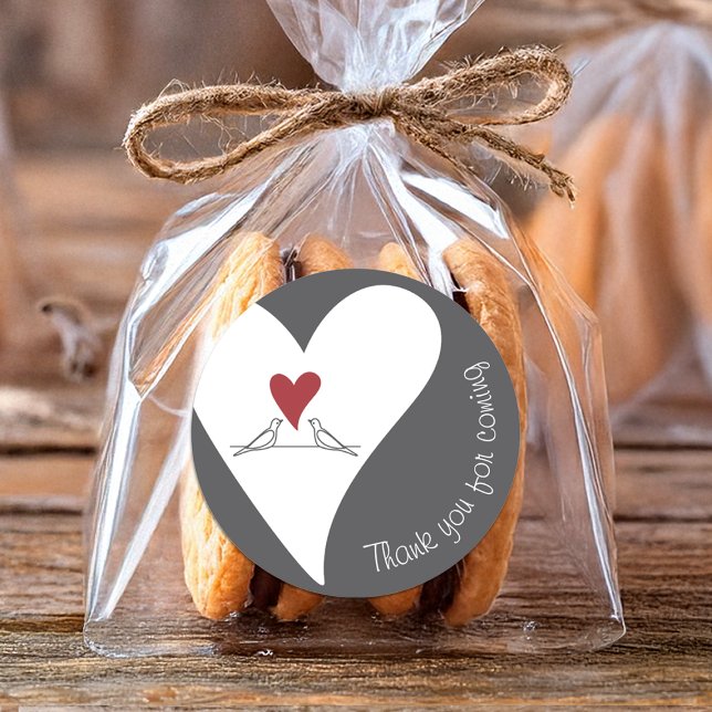 Sticker Rond Inséparables modernes simples et Merci de coeur ro (Créateur téléchargé)