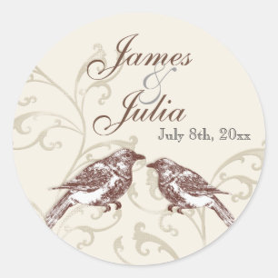 Sticker Rond Inséparables 'n dentelle - phoque Mariage